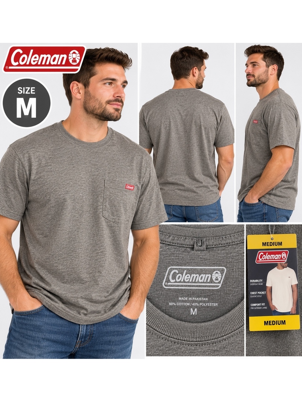 Coleman Gray Pocket T Shirt Size M